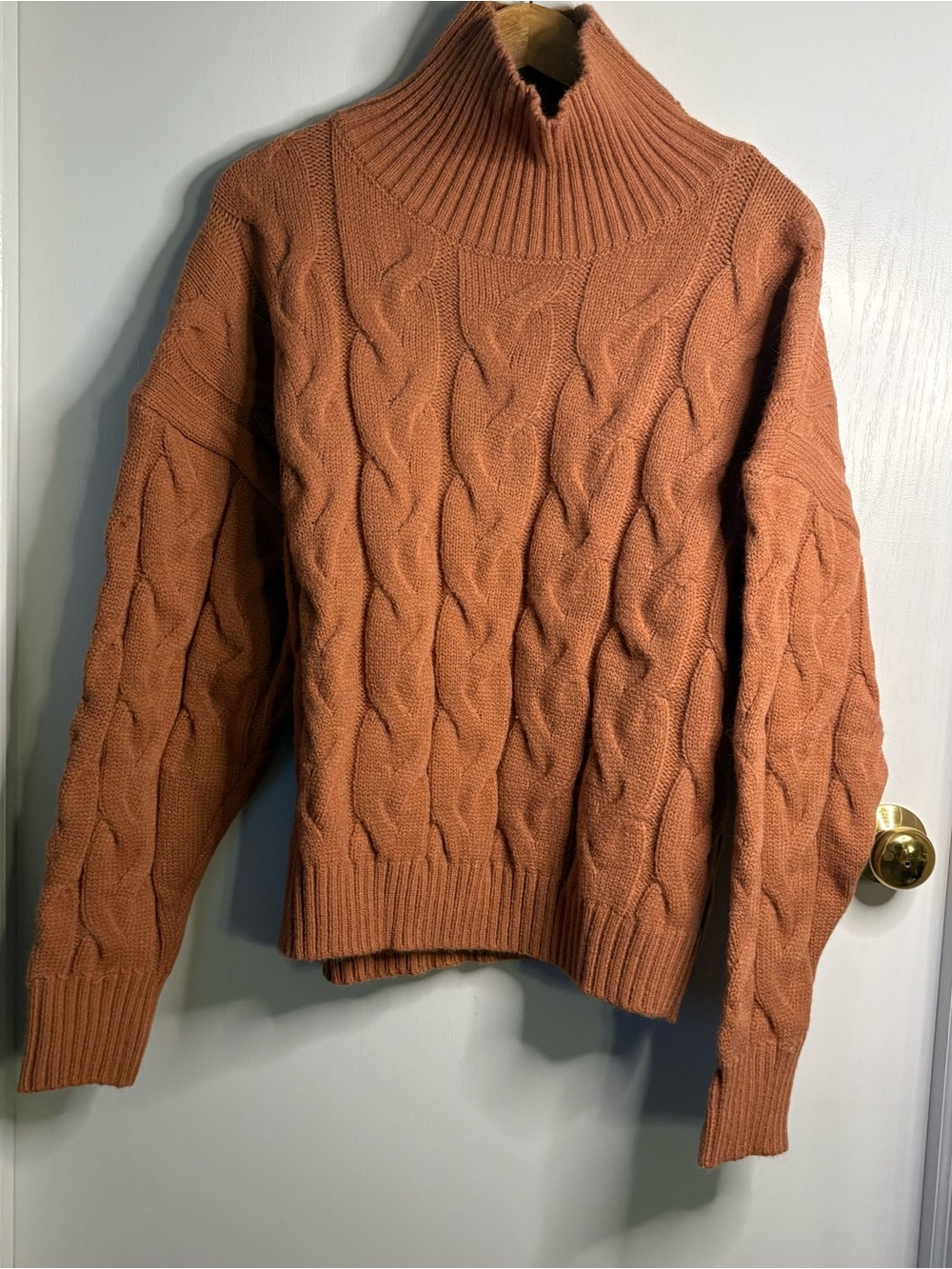 Soft Russet NWT Sz XL Cable-Knit Mock Turtleneck Sweater Fisherman Fall Coastal